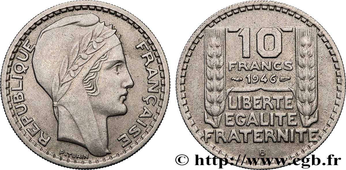 10 francs Turin, grosse tête, rameaux courts 1946 Beaumont-Le-Roger F.361A/3 SUP+ 