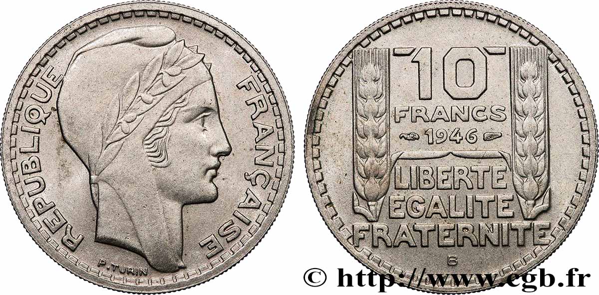 10 francs Turin, grosse tête, rameaux courts 1946 Beaumont-Le-Roger F.361A/3 SPL 