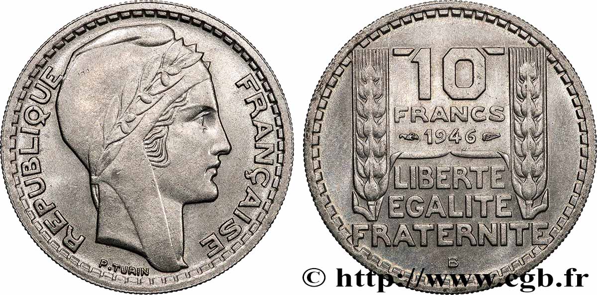 10 francs Turin, grosse tête, rameaux courts 1946 Beaumont-Le-Roger F.361A/3 SPL 