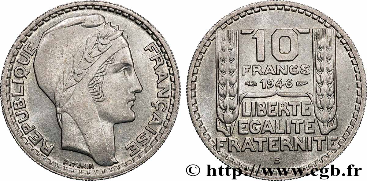 10 francs Turin, grosse tête, rameaux courts 1946 Beaumont-Le-Roger F.361A/3 fST 