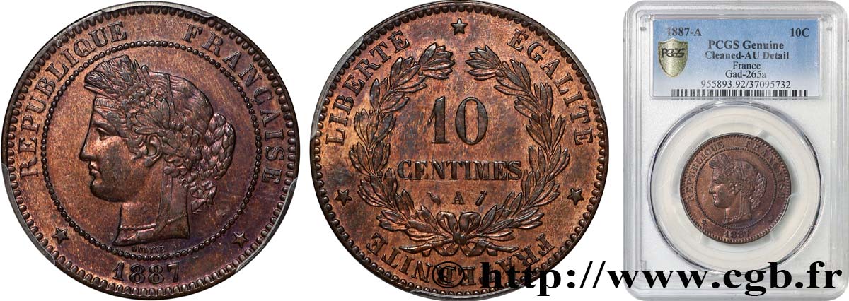 10 centimes Cérès 1887 Paris F.135/31 TTB+ PCGS