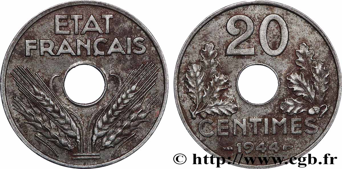 20 centimes fer 1944  F.154/3 SUP 
