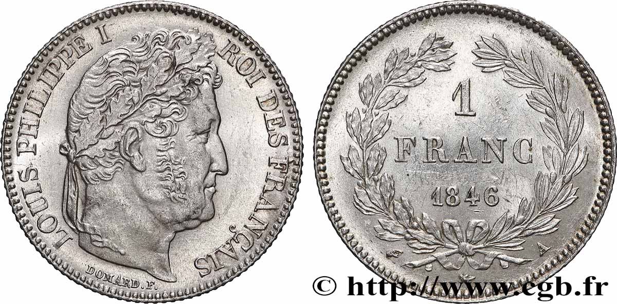 1 franc Louis-Philippe, couronne de chêne 1846 Paris F.210/105 SUP+ 