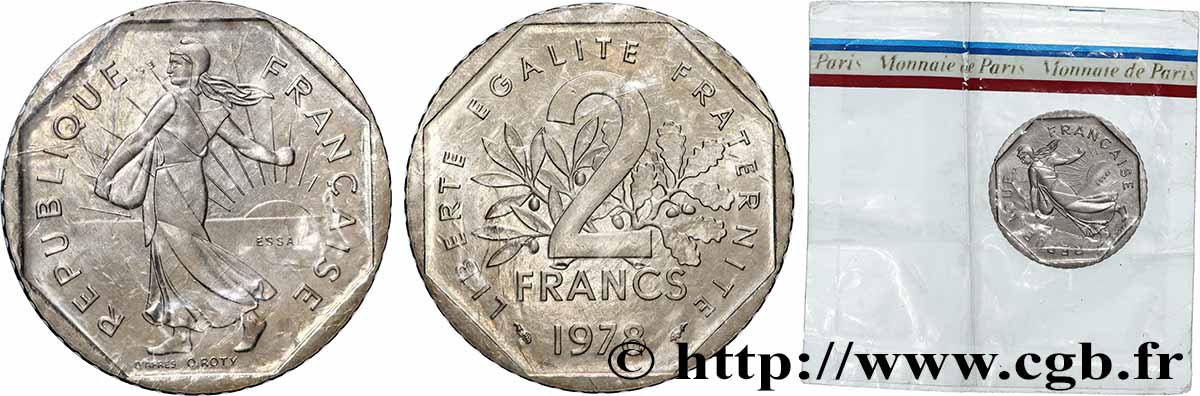 Essai de 2 francs Semeuse, nickel 1978 Pessac F.272/2 FDC 