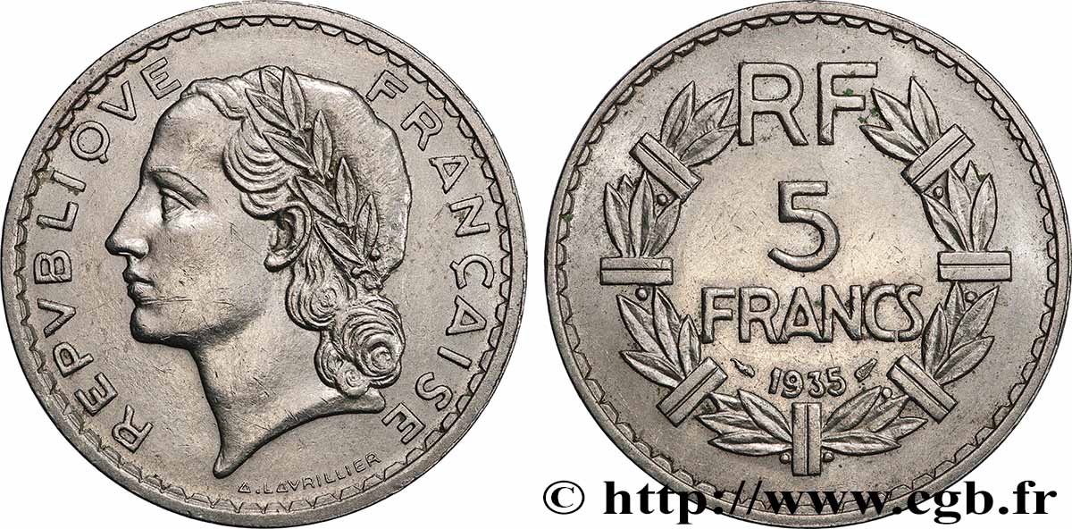 5 francs Lavrillier, nickel 1935  F.336/4 AU 