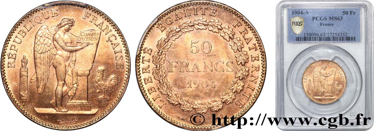 50 francs or Génie 1904 Paris F.549/6 SPL63 PCGS