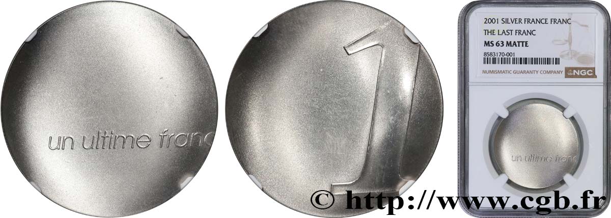 1 franc, Ultime Franc par Starck 2001  F.1008 2 SPL63 NGC