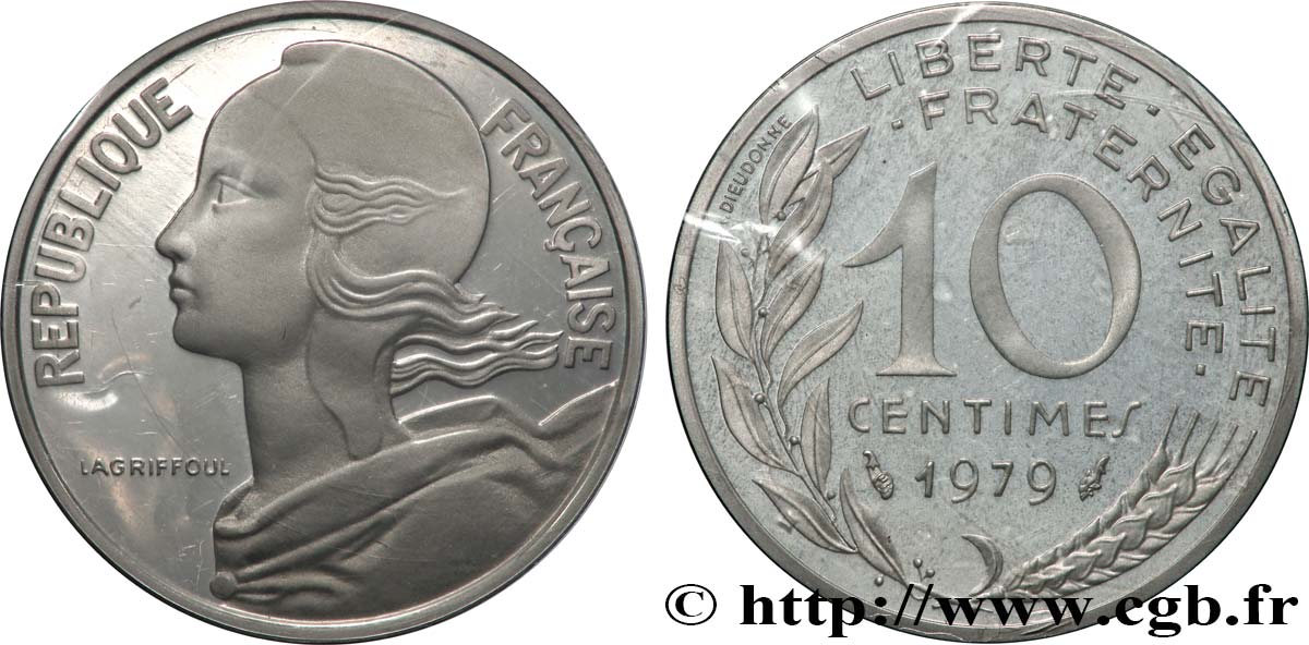 Piéfort argent de 10 centimes Marianne 1979 Pessac GEM.46 P2 SPL 