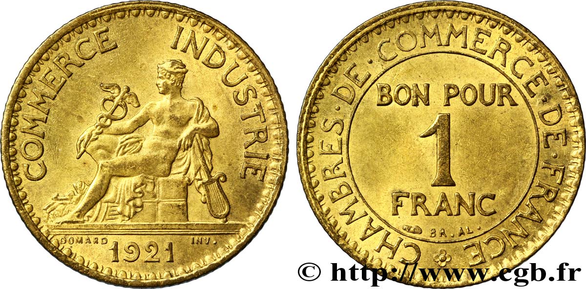1 franc Chambres de Commerce 1921 Paris F.218/3 VZ55 