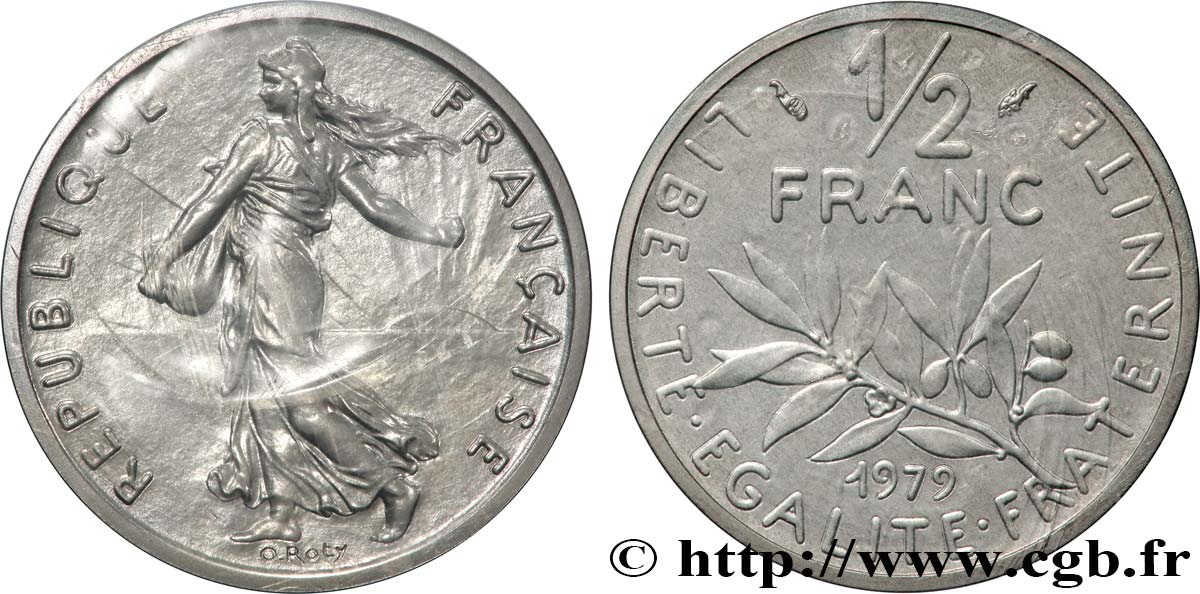 Piéfort argent de 1/2 franc Semeuse 1979 Pessac GEM.91 P2 SPL 
