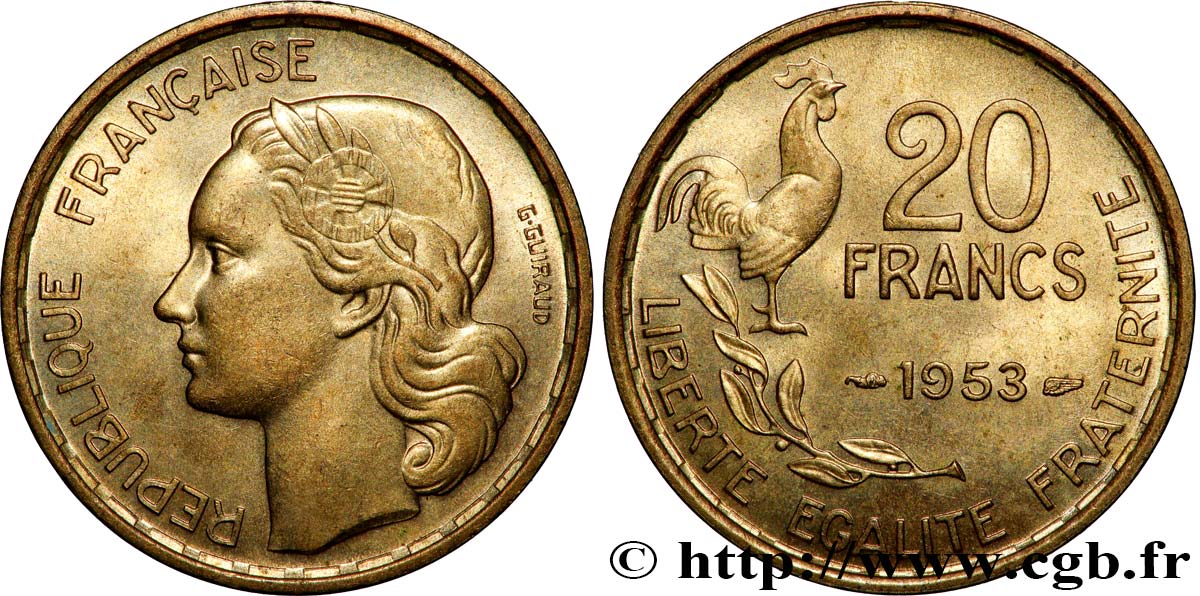 20 francs G. Guiraud 1953  F.402/11 SUP+ 