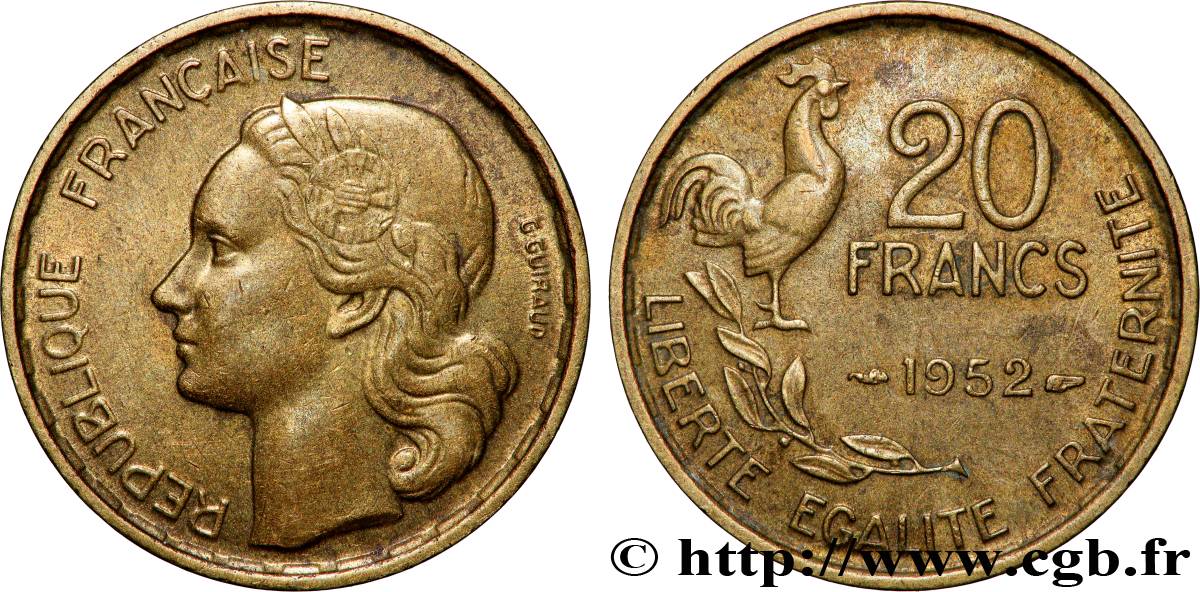 20 francs G. Guiraud 1952  F.402/9 AU 