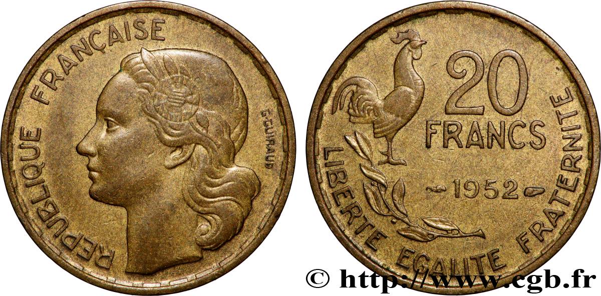20 francs G. Guiraud 1952  F.402/9 SUP+ 