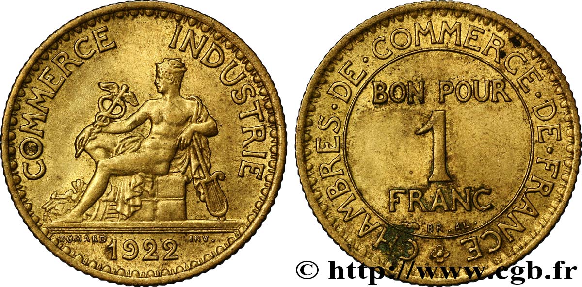 1 franc Chambres de Commerce 1922 Paris F.218/4 AU53 