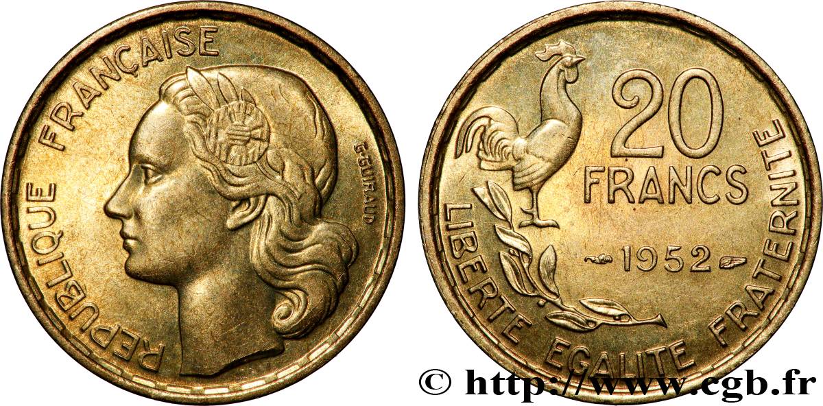 20 francs G. Guiraud 1952  F.402/9 SUP+ 