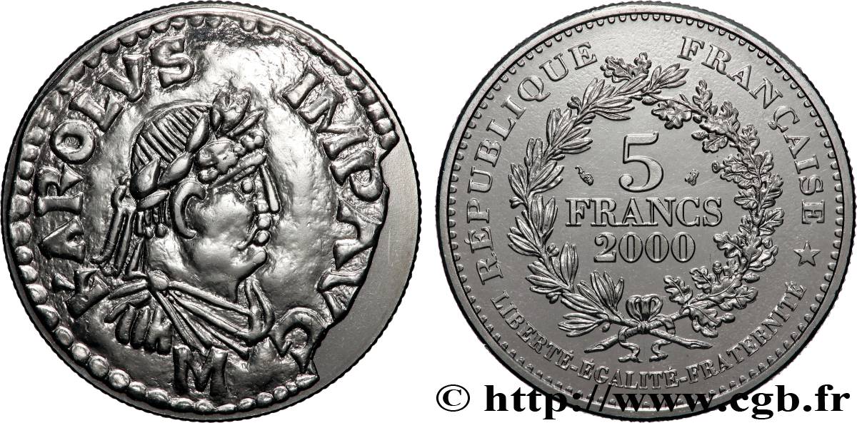5 francs Denier de Charlemagne 2000 Paris F.348/1 FDC 