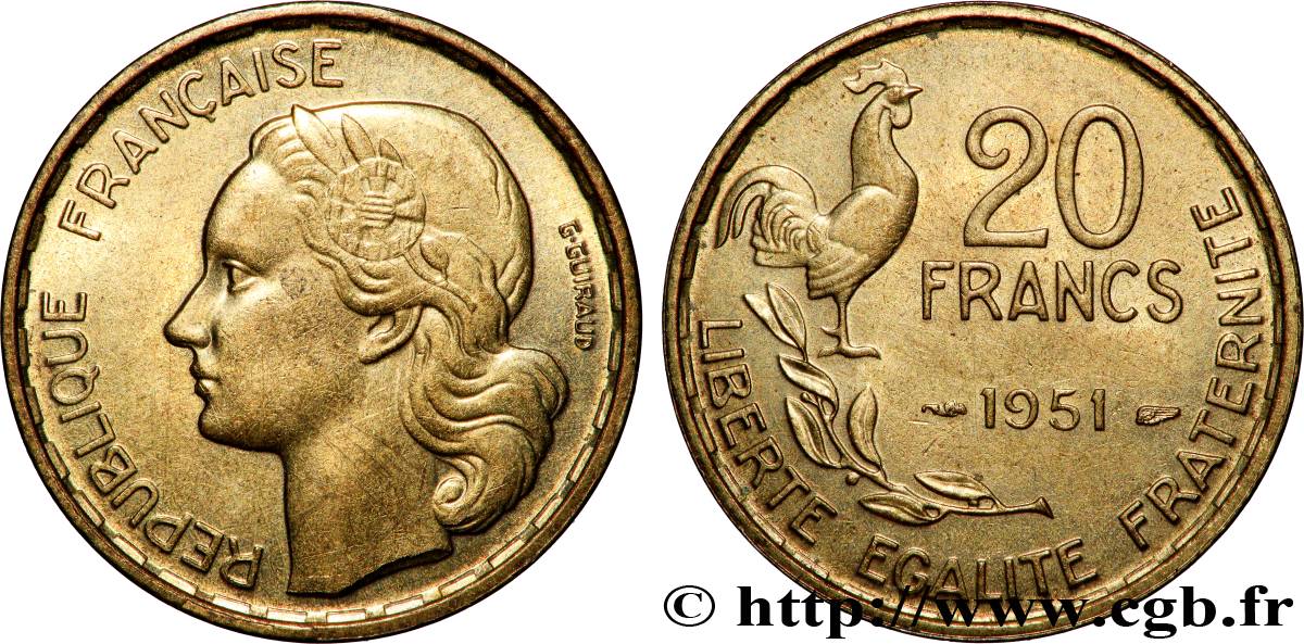 20 francs G. Guiraud 1951  F.402/7 SUP 
