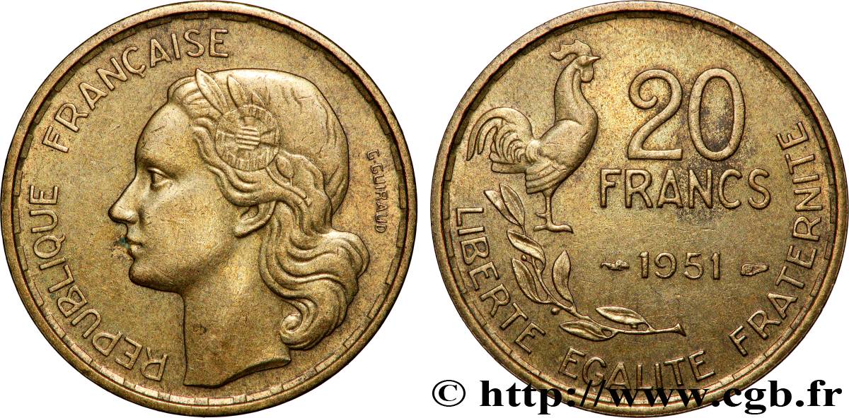 20 francs G. Guiraud 1951  F.402/7 VZ 