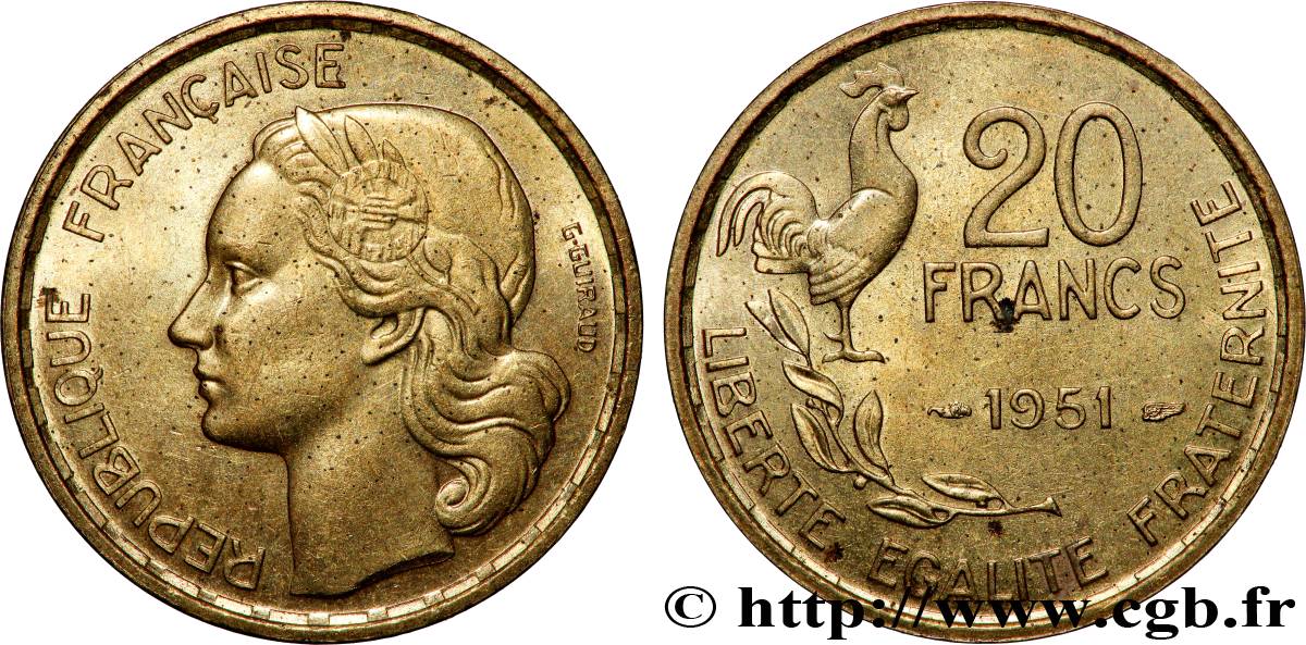 20 francs G. Guiraud 1951  F.402/7 SUP 