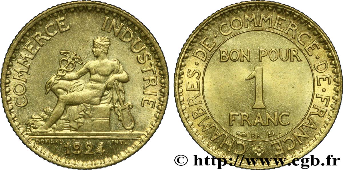 1 franc Chambres de Commerce 1924 Paris F.218/6 VZ60 