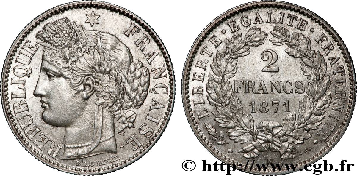 2 francs Cérès, avec légende 1871 Bordeaux F.265/7 SUP+ 