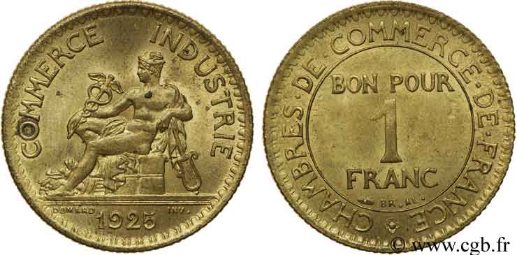 1 franc Chambres de Commerce 1925 Paris F.218/7 EBC58 