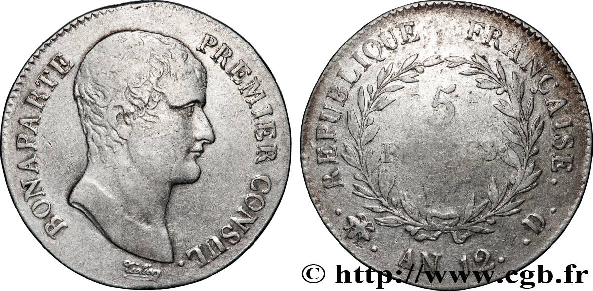 5 francs Bonaparte Premier Consul 1804 Lyon F.301/13 TB 