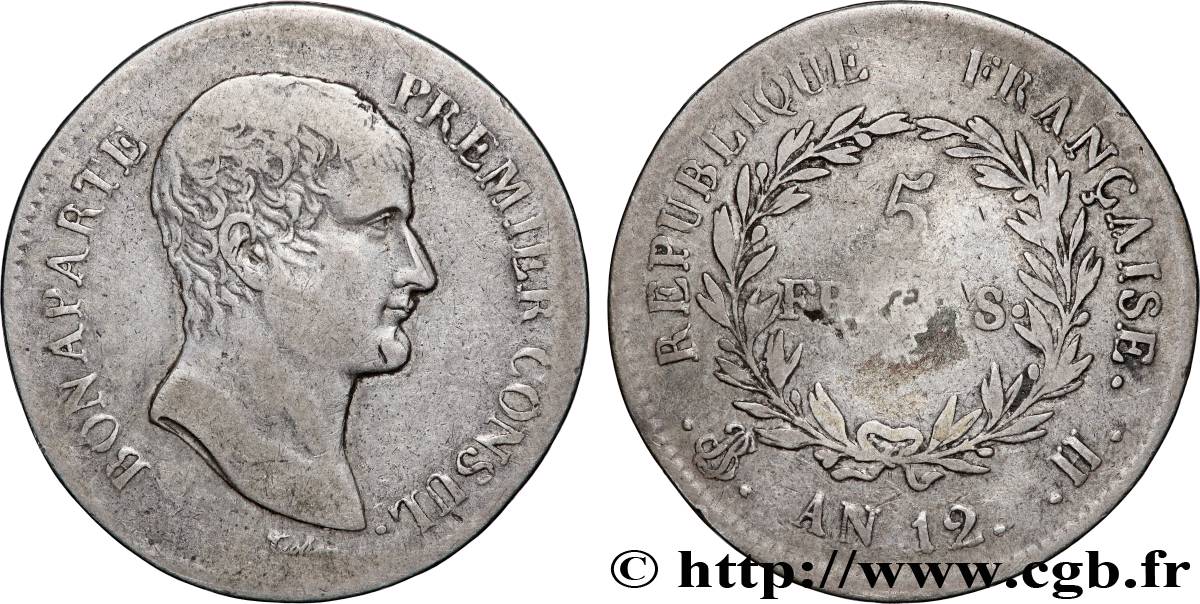 5 francs Bonaparte Premier Consul 1804 La Rochelle F.301/15 TB 