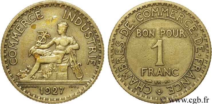 1 franc Chambres de Commerce 1927 Paris F.218/9 SS 