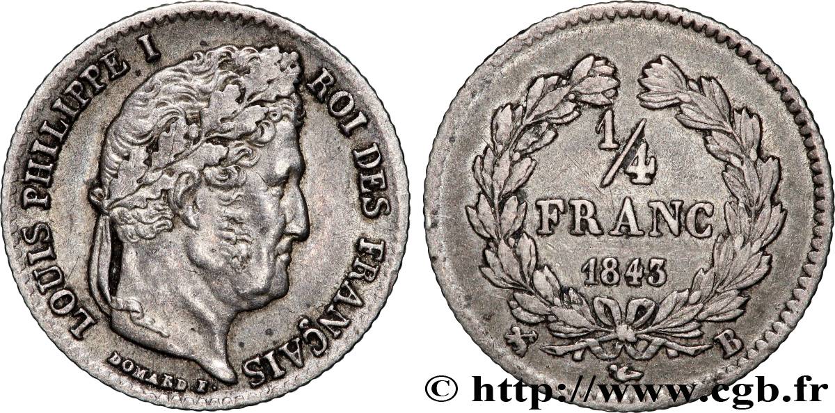 1/4 franc Louis-Philippe 1843 Rouen F.166/94 TTB 