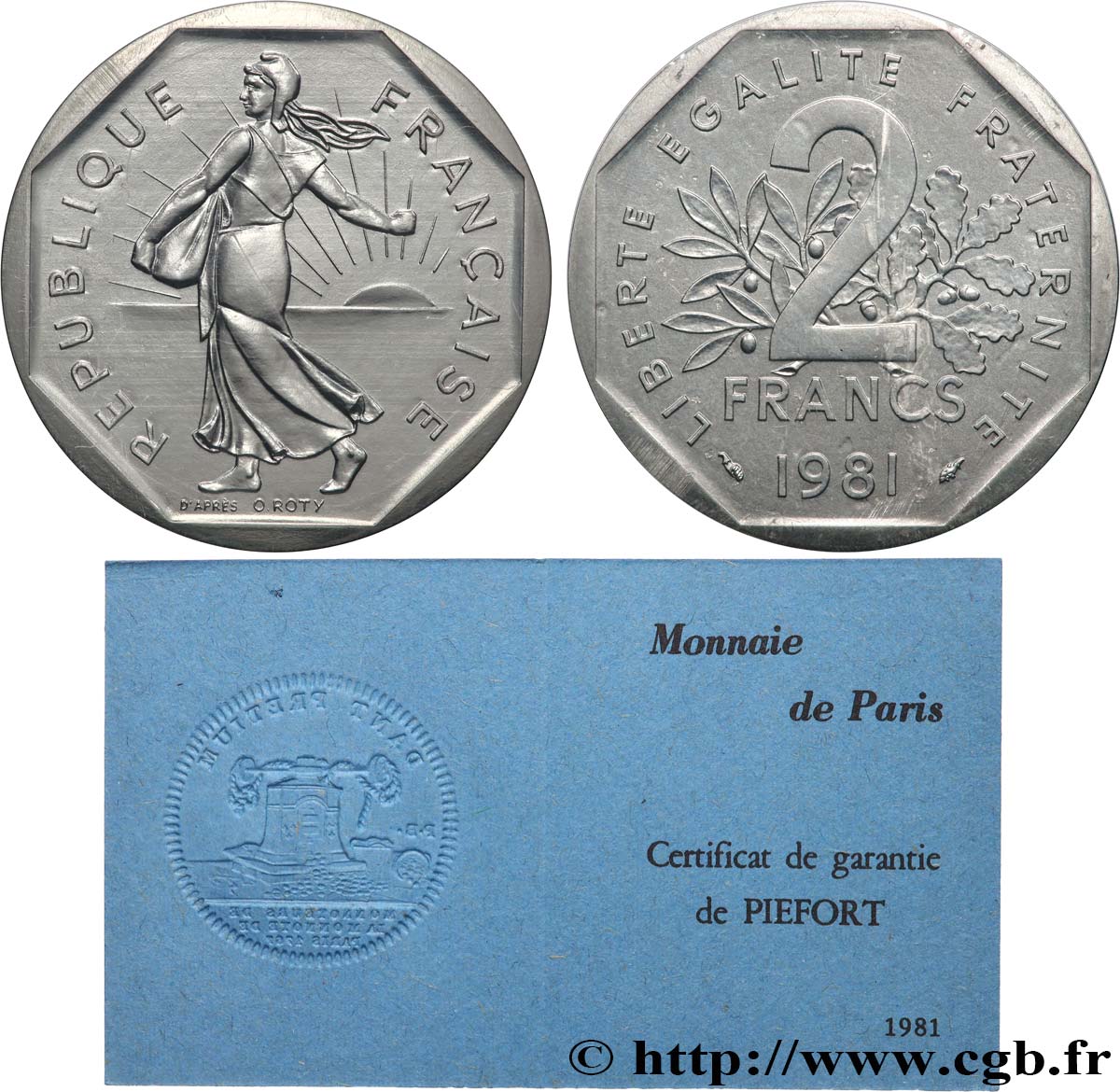 Piéfort Argent de 2 francs Semeuse 1981 Pessac GEM.123 P2  FDC 