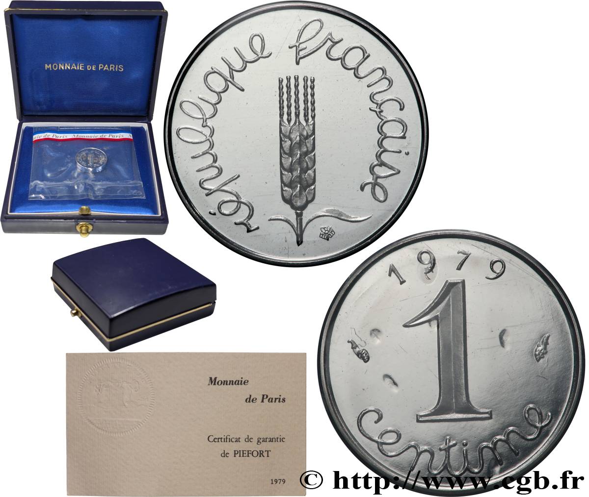 Piéfort acier de 1 centime Épi 1979 Pessac GEM.4 P1 FDC 