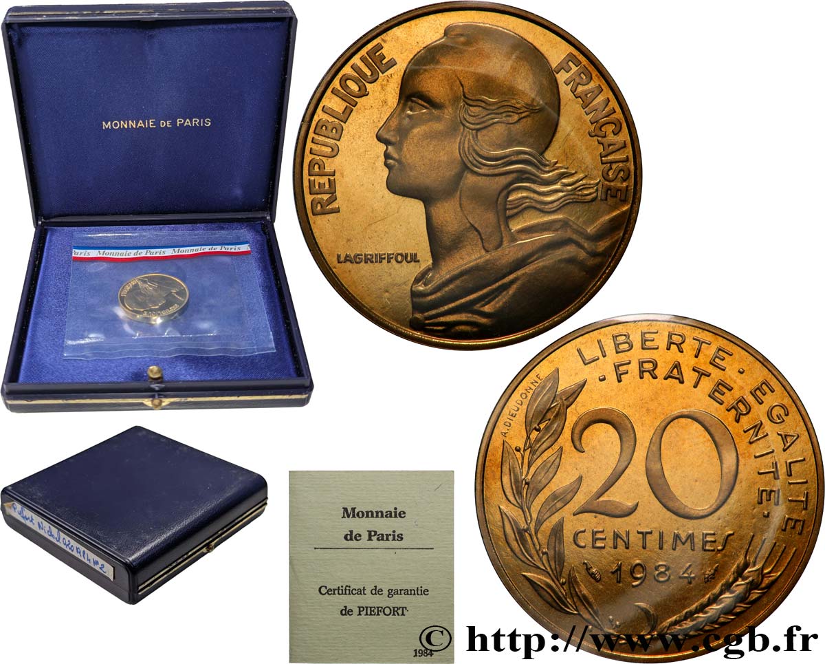 Piéfort Br-Al de 20 centimes Marianne 1984 Pessac GEM.56 P1 MS 