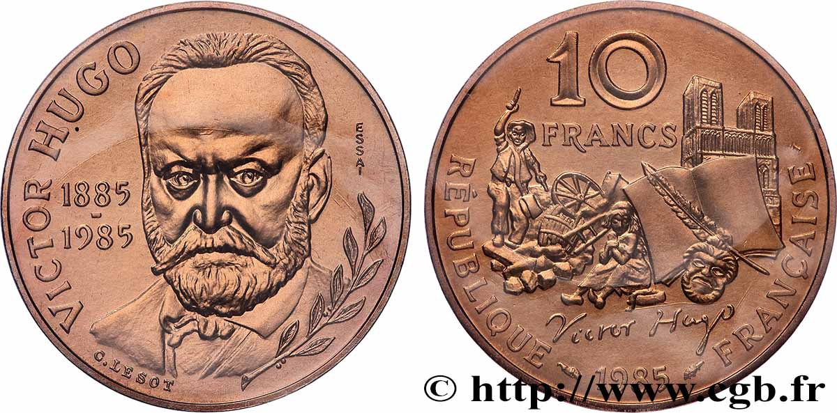 Essai de 10 francs Victor Hugo, tranche B 1985 Pessac F.370/1 FDC 