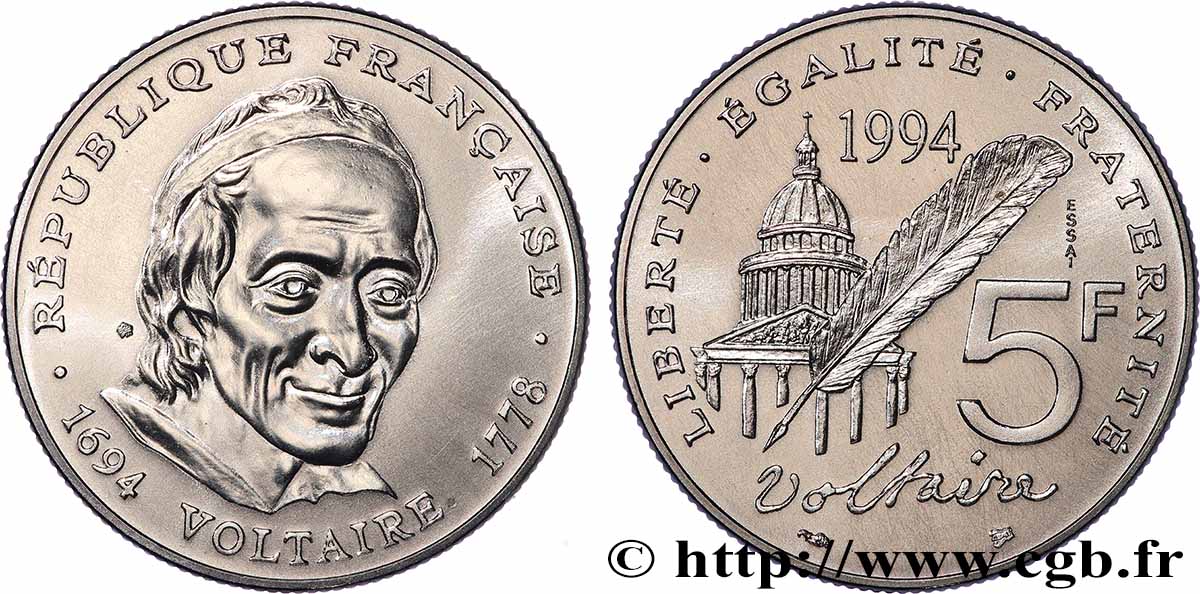 Essai de 5 francs Voltaire 1994 Pessac F.344/1 FDC 