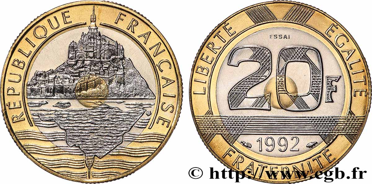 Essai de 20 francs Mont Saint-Michel 1992 Pessac F.403/1 FDC 