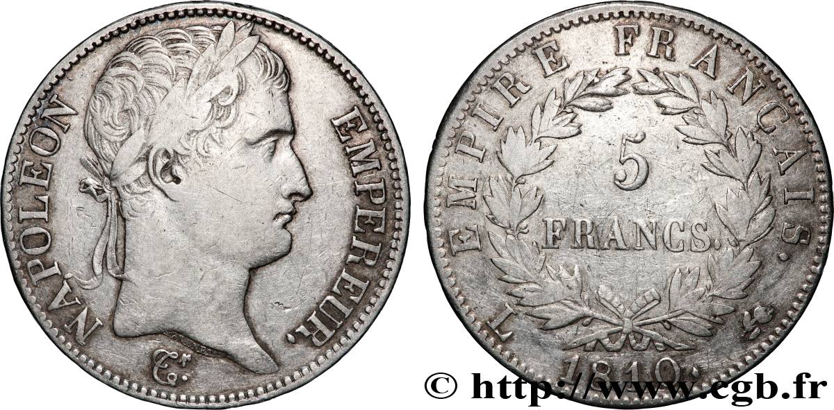 5 francs Napoléon empereur, Empire français 1810 Bayonne F.307/21 TB 