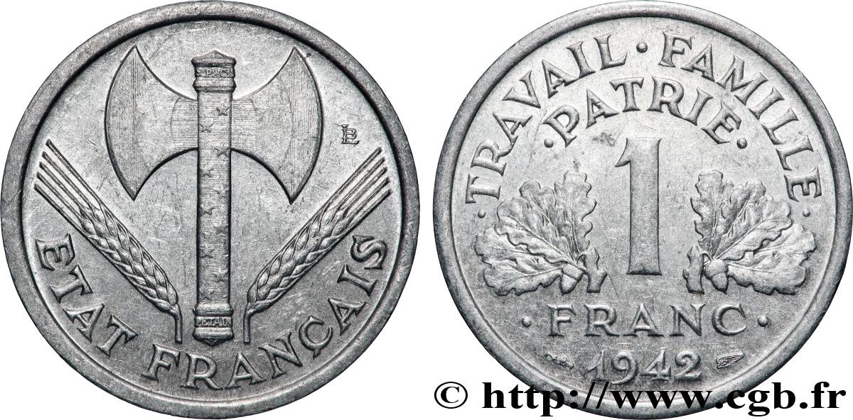 1 franc Francisque, lourde 1942  F.222/3 MS 