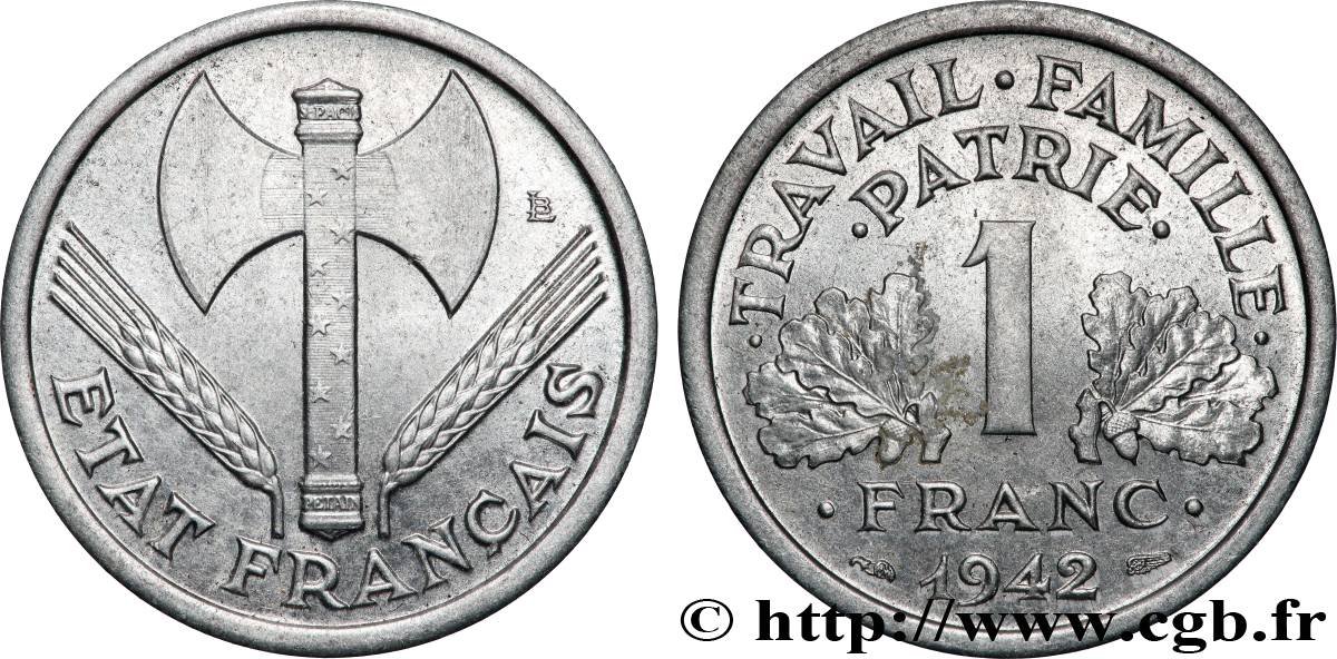 1 franc Francisque, lourde 1942  F.222/3 SPL+ 