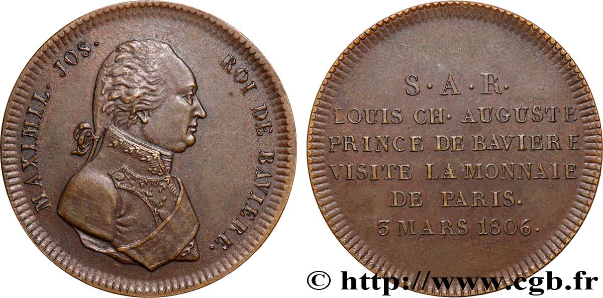 Médaille de visite au module de 2 francs, pour Maximilien de Bavière (refrappe) 1806  VG.1505  TTB+ 