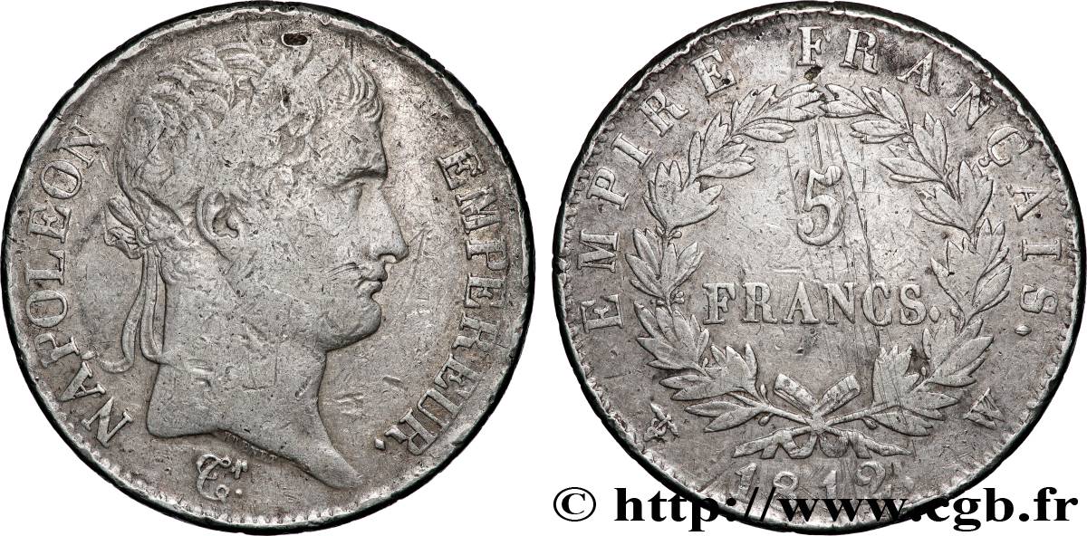 5 francs Napoléon Empereur, Empire français 1812 Lille F.307/57 B 