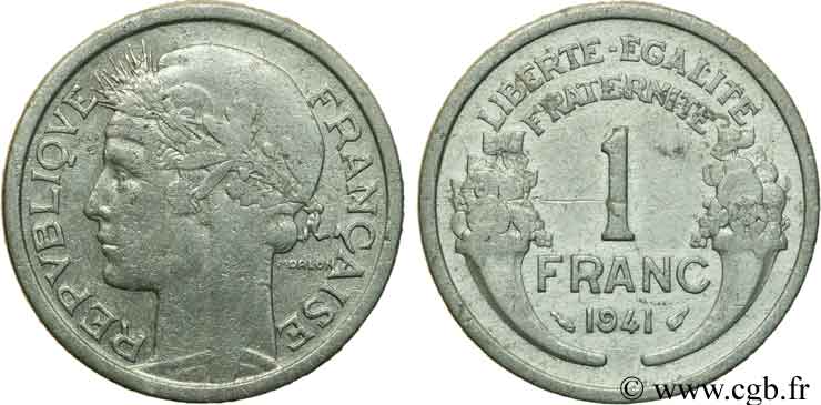 1 franc Morlon, lourde 1941 Paris F.220/2 BC35 