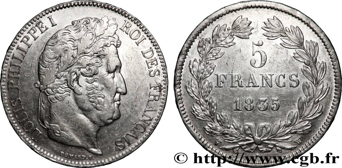 5 francs IIe type Domard 1835 Lille F.324/52 TTB+ 