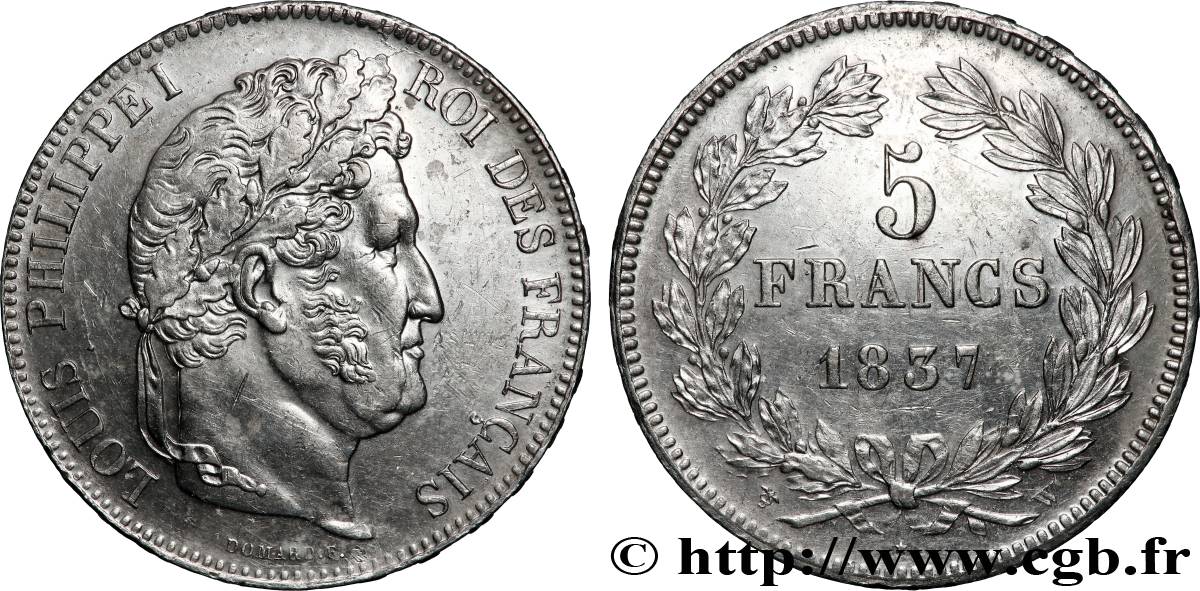 5 francs IIe type Domard 1837 Lille F.324/67 TTB+ 