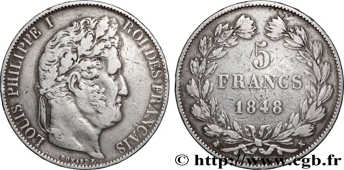5 francs, IIIe type Domard 1848 Bordeaux F.325/19 S 