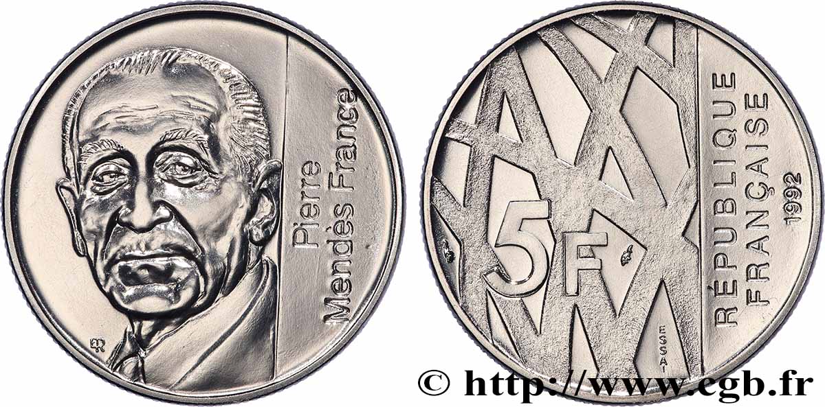 Essai de 5 francs Mendès-France 1992 Pessac F.343/1 ST 