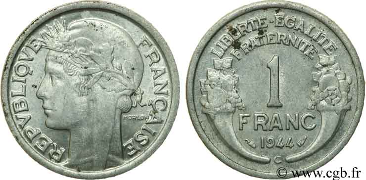 1 franc Morlon, légère 1944 Castelsarrasin F.221/4 EBC55 