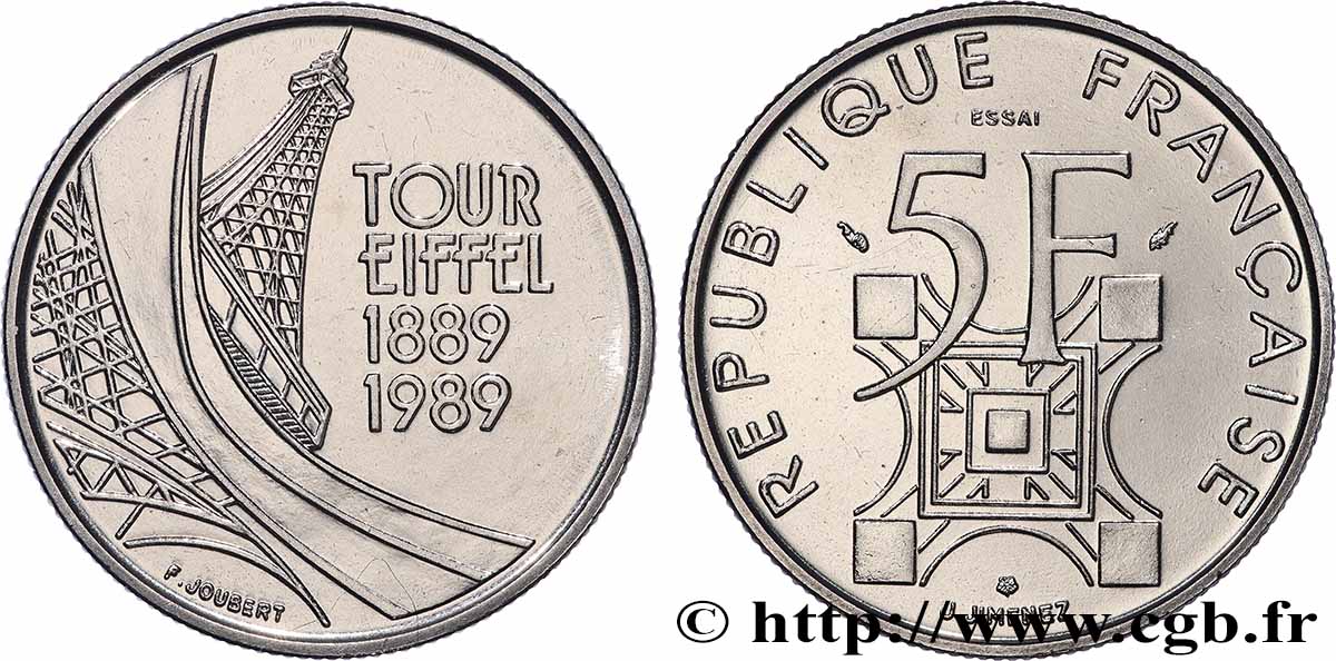 Essai de 5 francs Tour Eiffel 1989 Pessac F.342/1 SPL 