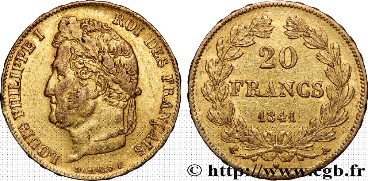 20 francs or Louis-Philippe, Domard 1841 Paris F.527/25 XF 