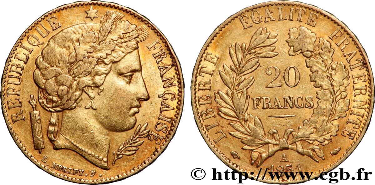 20 francs or Cérès 1851 Paris F.529/4 TTB 